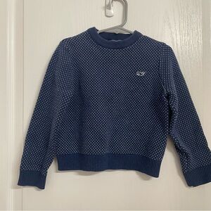 Vineyard Vines Navy Blue Sweater White Fair Isle Cotton Blend EUC Size 5